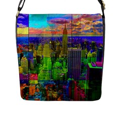 New York City Skyline Flap Messenger Bag (l)  by Amaryn4rt