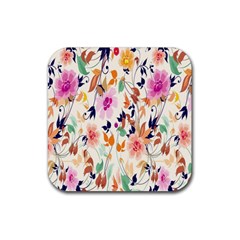 Vector Floral Art Rubber Square Coaster (4 Pack)  by Amaryn4rt