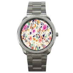 Vector Floral Art Sport Metal Watch by Amaryn4rt