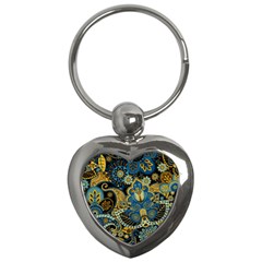 Retro Ethnic Background Pattern Vector Key Chains (heart) 