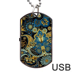 Retro Ethnic Background Pattern Vector Dog Tag Usb Flash (one Side) by Amaryn4rt