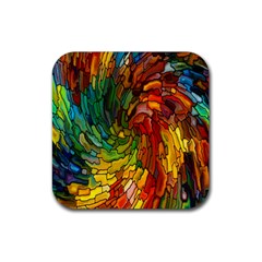 Stained Glass Patterns Colorful Rubber Coaster (square)  by Amaryn4rt