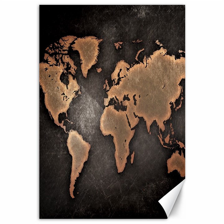 Grunge Map Of Earth Canvas 12  x 18  