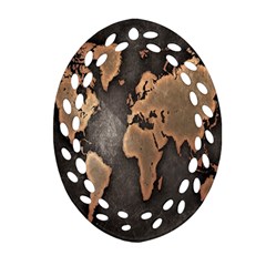 Grunge Map Of Earth Oval Filigree Ornament (two Sides) by Amaryn4rt