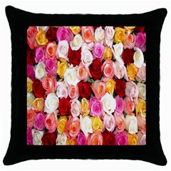 Rose Color Beautiful Flowers Throw Pillow Case (black)