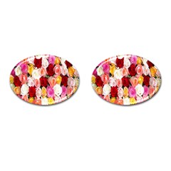 Rose Color Beautiful Flowers Cufflinks (oval)