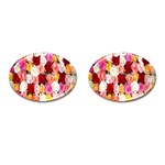 Rose Color Beautiful Flowers Cufflinks (Oval) Front(Pair)