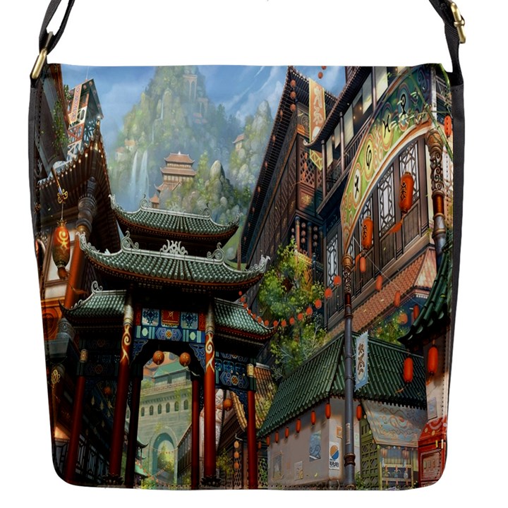 Japanese Art Painting Fantasy Flap Messenger Bag (S)