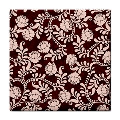 Flower Leaf Pink Brown Floral Tile Coasters