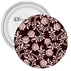 Flower Leaf Pink Brown Floral 3  Buttons