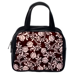 Flower Leaf Pink Brown Floral Classic Handbags (one Side)