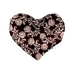 Flower Leaf Pink Brown Floral Standard 16  Premium Heart Shape Cushions