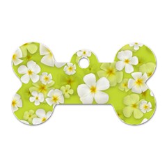 Frangipani Flower Floral White Green Dog Tag Bone (one Side) by Alisyart