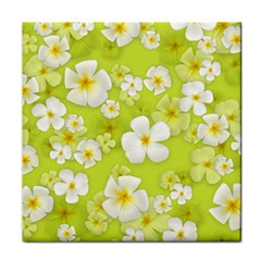 Frangipani Flower Floral White Green Face Towel by Alisyart