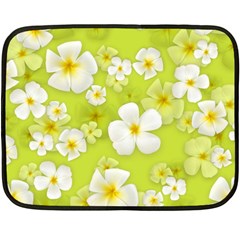 Frangipani Flower Floral White Green Double Sided Fleece Blanket (mini) 