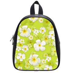 Frangipani Flower Floral White Green School Bags (small) 