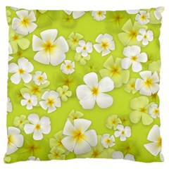 Frangipani Flower Floral White Green Large Cushion Case (two Sides)