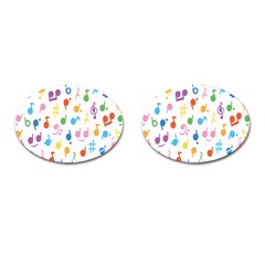 Notes Tone Music Purple Orange Yellow Pink Blue Cufflinks (oval)