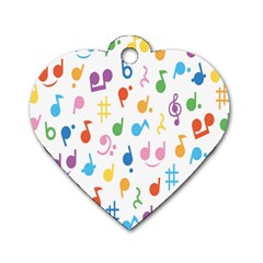 Notes Tone Music Purple Orange Yellow Pink Blue Dog Tag Heart (one Side)