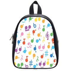 Notes Tone Music Purple Orange Yellow Pink Blue School Bags (small) 