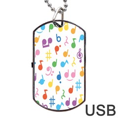 Notes Tone Music Purple Orange Yellow Pink Blue Dog Tag Usb Flash (one Side)