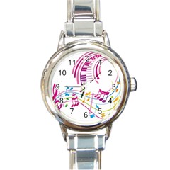 Musical Notes Pink Round Italian Charm Watch by Alisyart