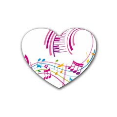 Musical Notes Pink Rubber Coaster (heart)  by Alisyart