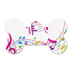 Musical Notes Pink Dog Tag Bone (one Side)