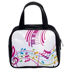 Musical Notes Pink Classic Handbags (2 Sides)