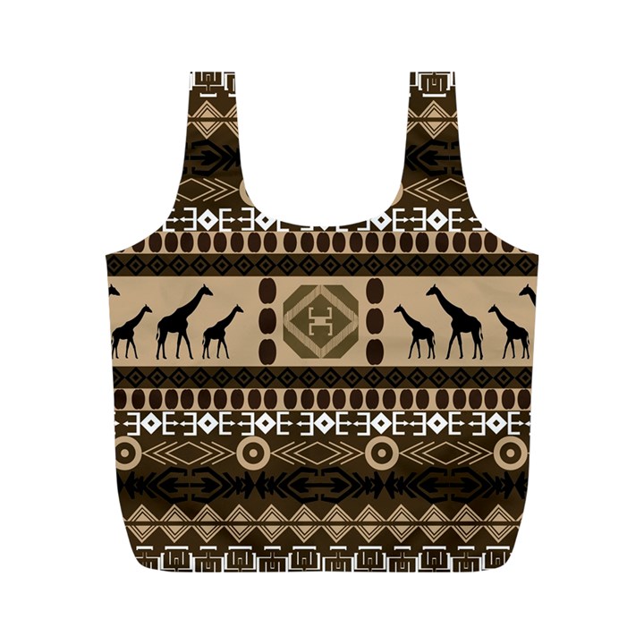 African Vector Patterns  Full Print Recycle Bags (M) 