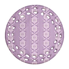 Flower Star Purple Round Filigree Ornament (two Sides)