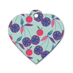 Passion Fruit Pink Purple Cerry Blue Leaf Dog Tag Heart (two Sides)