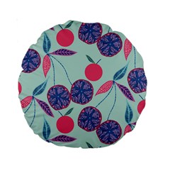 Passion Fruit Pink Purple Cerry Blue Leaf Standard 15  Premium Round Cushions by Alisyart