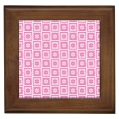 Plaid Floral Flower Pink Framed Tiles by Alisyart