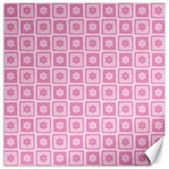 Plaid Floral Flower Pink Canvas 12  X 12   by Alisyart