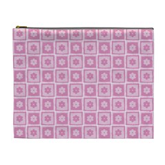 Plaid Floral Flower Pink Cosmetic Bag (xl)