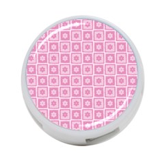 Plaid Floral Flower Pink 4-port Usb Hub (one Side)