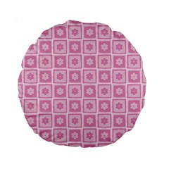 Plaid Floral Flower Pink Standard 15  Premium Round Cushions