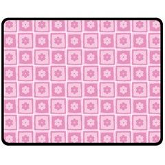 Plaid Floral Flower Pink Double Sided Fleece Blanket (medium)  by Alisyart