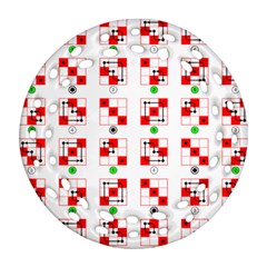 Permutations Dice Plaid Red Green Round Filigree Ornament (two Sides) by Alisyart
