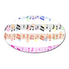 Notes Tone Music Rainbow Color Black Orange Pink Grey Oval Magnet