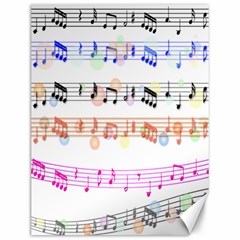 Notes Tone Music Rainbow Color Black Orange Pink Grey Canvas 12  X 16  