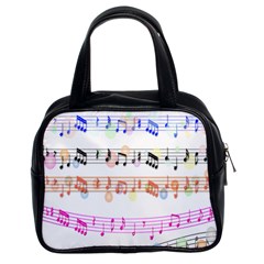 Notes Tone Music Rainbow Color Black Orange Pink Grey Classic Handbags (2 Sides)