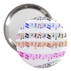 Notes Tone Music Rainbow Color Black Orange Pink Grey 3  Handbag Mirrors