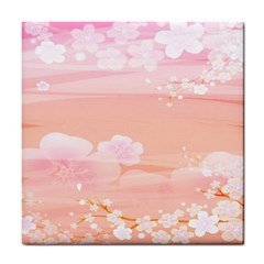 Season Flower Floral Pink Tile Coasters