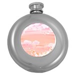 Season Flower Floral Pink Round Hip Flask (5 oz) Front