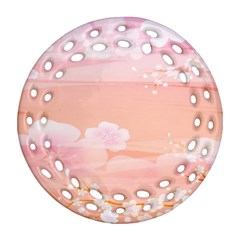 Season Flower Floral Pink Round Filigree Ornament (two Sides)