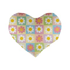 Season Flower Sunflower Blue Yellow Purple Pink Standard 16  Premium Flano Heart Shape Cushions