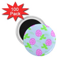 Spring Flower Tulip Floral Leaf Green Pink 1 75  Magnets (100 Pack) 