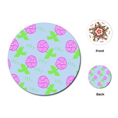 Spring Flower Tulip Floral Leaf Green Pink Playing Cards (round)  by Alisyart